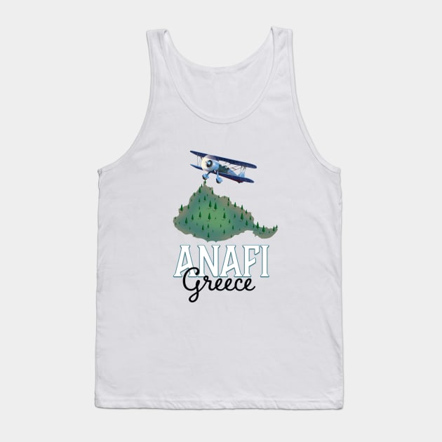 Anafi Greece Travel poster map Tank Top by nickemporium1